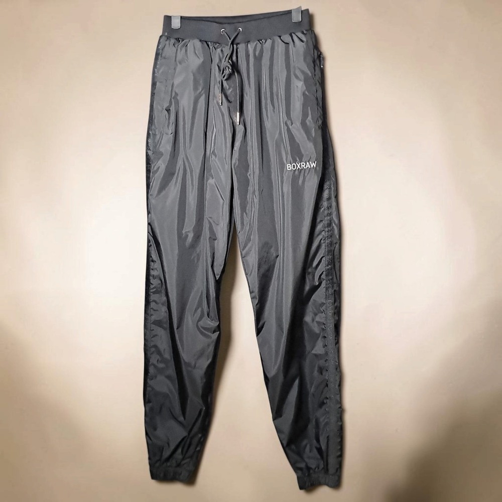 BOXRAW Womens Large Black Boxing Track Pants Joggers Windbreaker Athletic